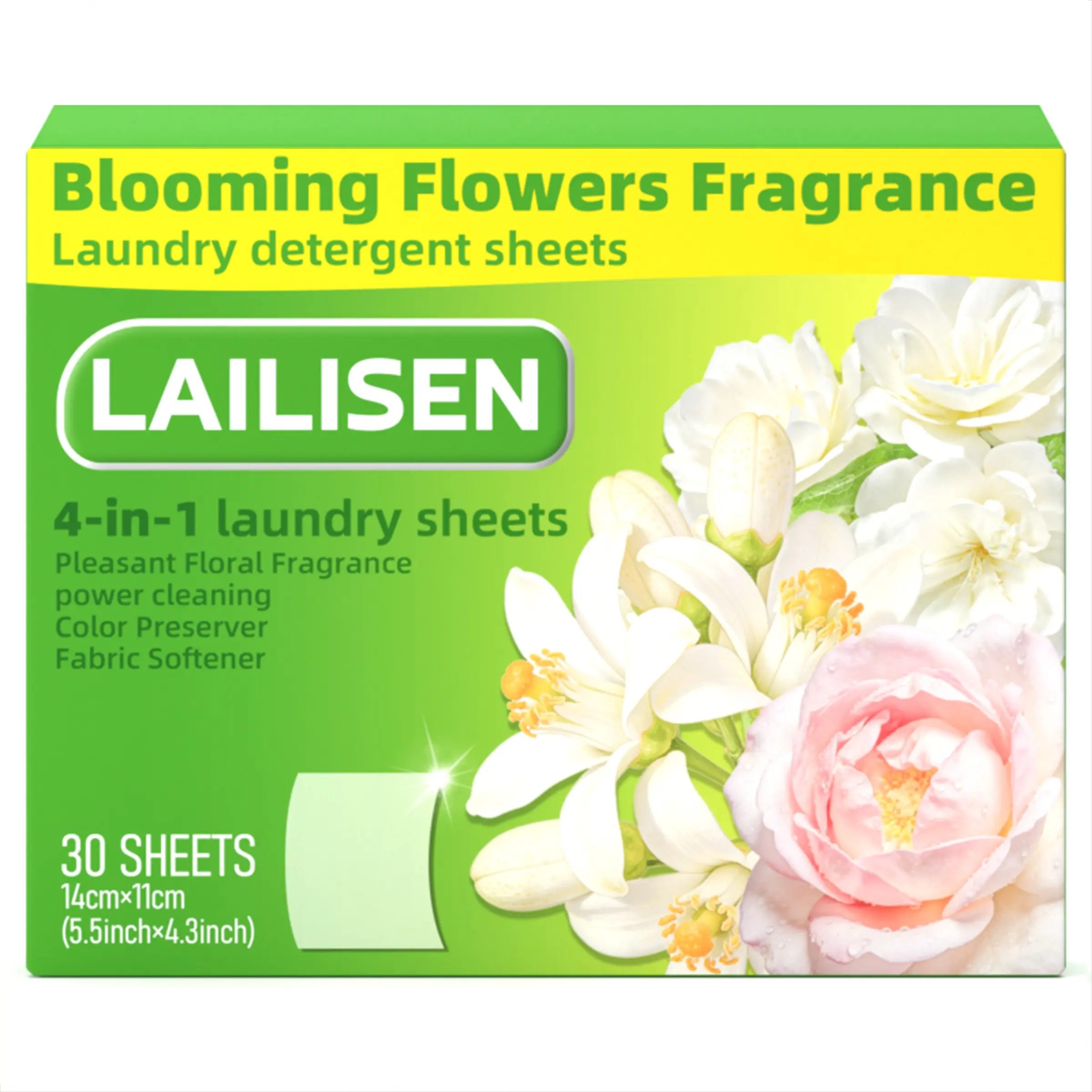 Blooming Floral Scent 4-In-1 Scented Laundry Detergent Sheets, Washes Up to 60 Loads, Eco-Friendly Plastic-Free Trave Laundry Detergent Sheets, Powerful Concentrated Laundry Sheets
