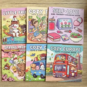 Adult Coloring Book Set, High-Quality Thick Pages, Cute Patterns & Variety Themes, Stress Relief & Creative Fun, Pack of 3 or 6