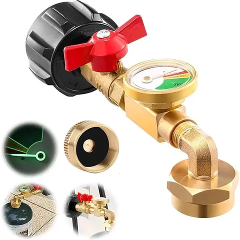 Propane Refill Adapter with Valve and Gauge, LPG Hose for Filling 1 lb Disposable Bottles from 20 lb QCC1/Type1 Propane Tanks, Men’s Gift