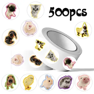500 Stickers/roll Realistic Animal Roll Stickers Series Sealing Stickers Cup Laptop Suitcase Notebook DIY Decorative Funny Stickers Birthday Gift Sticker Paper