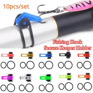 10pcs/pack Fishing Rod with Bait Holder Plastic Fishing Gear Accessories Silicone Ring, Fishing Hook Secure Keeper Holder Lure Accessories Jig Hooks Safe Keeping for Fishing Rod Tool Bait Casting