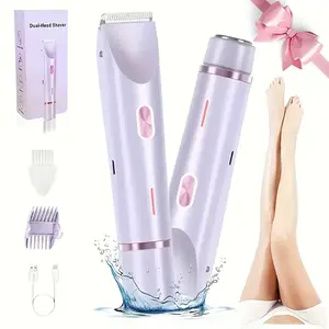 Women's Electric Bikini Trimmer Rechargeable 2-in-1 Body & Face Hair Remover Waterproof Wet & Dry Cordless Home Grooming Tool
