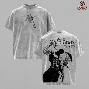 Escanor Tee Washed – The Seven Deadly Sins Washed Anime Manga T-Shirt, Vintage Washed Lion Sin of Pride Graphic Tee, Unisex Oversized Streetwear Shirt, Epic Power Fantasy Anime T-Shirt, Casual Oversize Nanatsu no Taizai Shirt, Gift for Fans