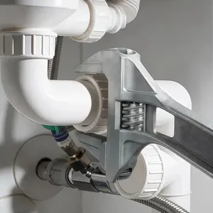 1pcs Adjustable Wrench, 6-68mm Aluminum Alloy Pipe Wrench, Narrow Space Kitchen Bathroom Repair Tool, Large Opening Adjustable Wrench, Silver Color