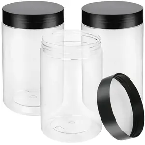 3PC Clear Large 27oz Plastic Jars Sample Container Spice Food Storage Organizing