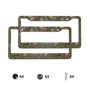 Camo License Plate Frame / Aluminum License Plate Holder (2-Piece Set) — Dual-Hole Design, Screws Included