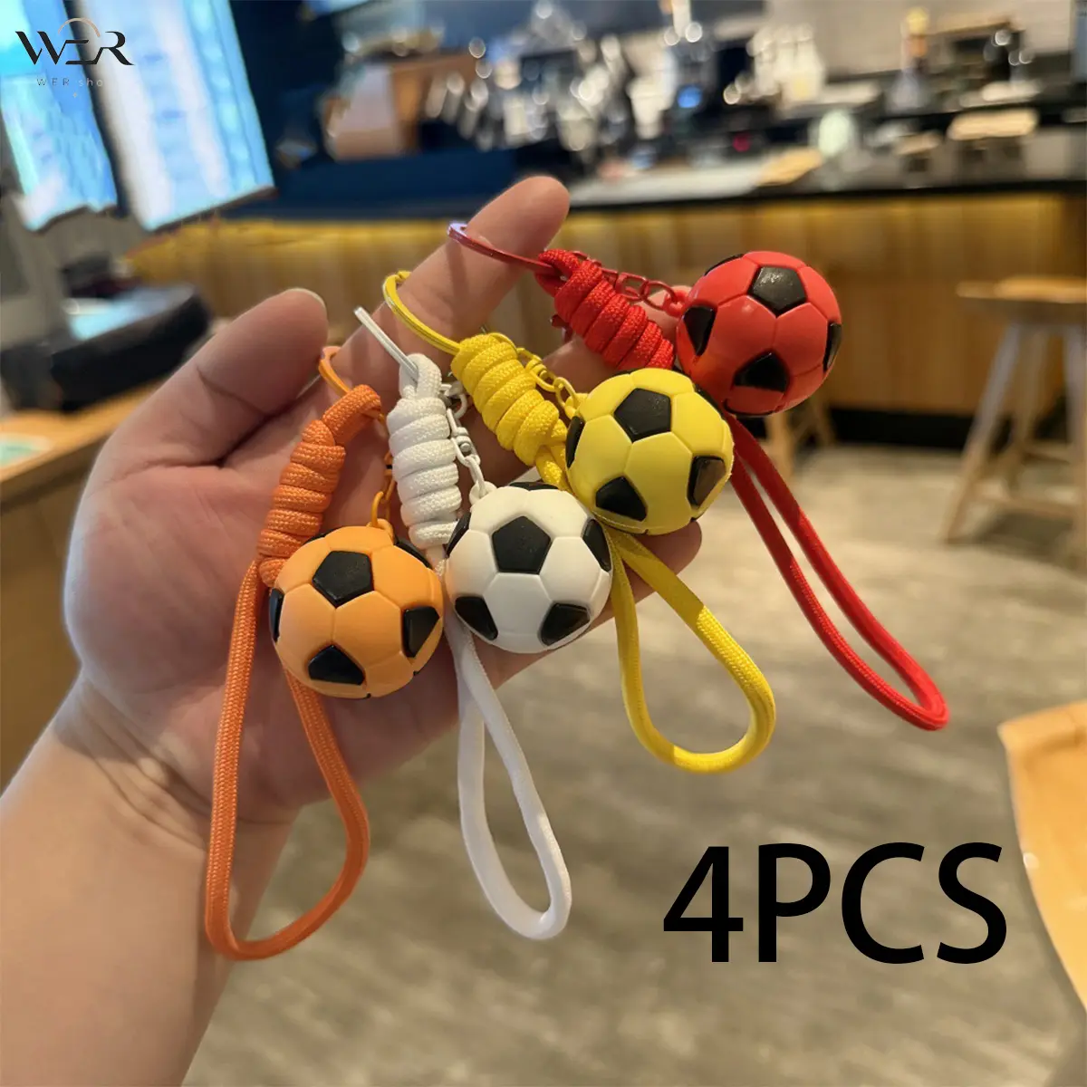 Soccer Ball Keychain Set Football Keychain Paracord Sports Backpack Everyday Carry Gift for Sports Fans Multiple Colors