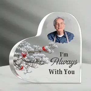 1pc Personalized Photo Memorial Plaque | Heart-Shaped Funeral Gift for Loss of Mom/Dad/Family | Waterproof, High-Quality Exquisite Desk Ornament | Ideal Gift for Him/Her (Birthday/Graduation/Wedding/Mother's/Father's Day) | Decor for Home/Office/Living Ro
