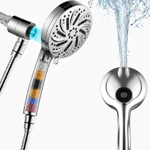 Dock-Free Magnetic Filtered Handheld Shower Head, 9 Modes (8 Spray Settings + 1 Power Rinse), High Pressure 5" Face with 59" Hose, Adjustable Angle, Anti-Clog Silicone Nozzles - New Home, Apartment Essentials, Father's Day Gift