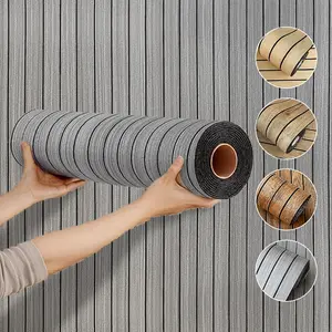 Modern 3D Texture Striped Wallpaper, Easy Peel & Stick, Moisture-Proof, Heat Insulation, Ideal for Bedroom, Living Room, TV Wall, Self Adhesive Wallpaper
