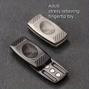 Fidget Spinner with Fingerprint Micro Design, Desktop Accessory, ADHD, Minimalist Slider, Compact Design, High Precision Sliding, Premium Metal Material