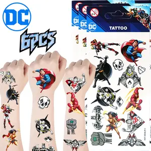 6PCS DC Temporary Tattoos Official Featuring Flash Batman and Superman Designs Waterproof and Long Lasting Trendy and Unique for Daily Wear Parties and Events Show Off Your Heroic Spirit