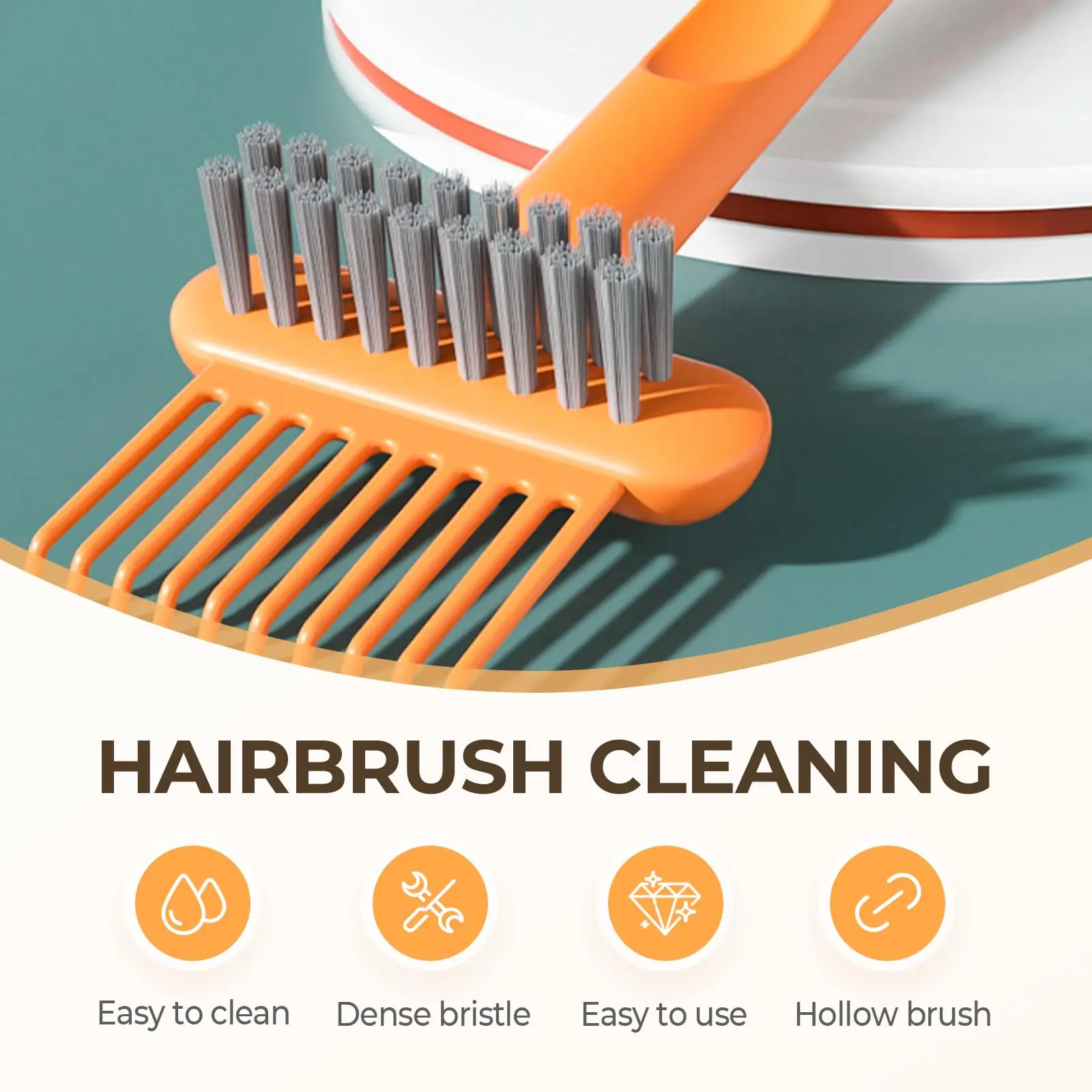 2-Pack Hair Brush Cleaner Tool for Removing Hair and Dust, 2-in-1 Professional Hairbrush Rake and Bristle Cleaning Brush for All Comb Types, Portable and Durable Grooming Accessory, Random Assorted Colors
