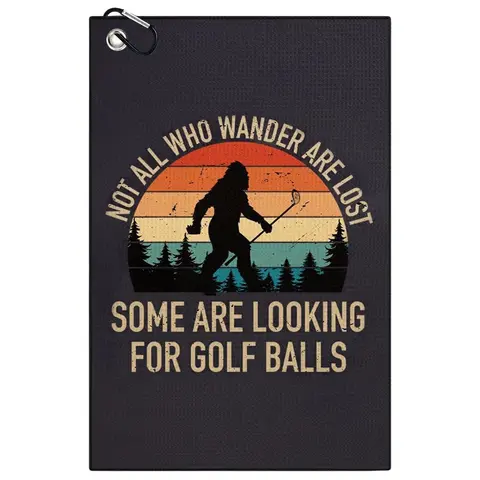 Golf Ball & Letter Pattern Golf Towel, 1 Set Microfiber Golf Towel with Clip, Waterproof Golf Towel for Men & Women, Great Birthday Gift, Golf Accessory, Golf Equipment, Golf Gear, Golf Supply