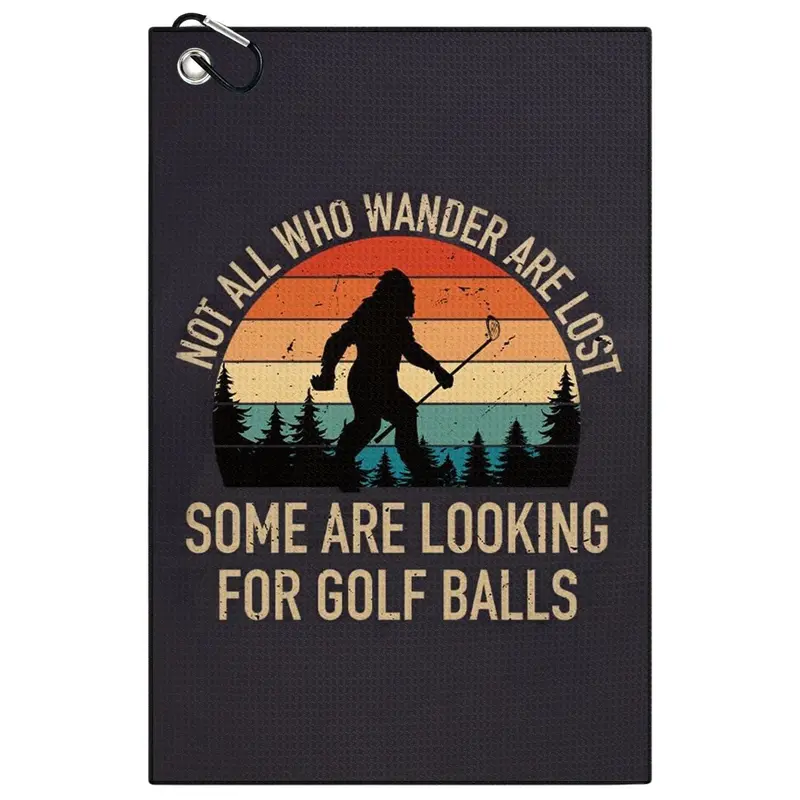 Golf Ball & Letter Pattern Golf Towel, 1 Set Microfiber Golf Towel with Clip, Waterproof Golf Towel for Men & Women, Great Birthday Gift, Golf Accessory, Golf Equipment, Golf Gear, Golf Supply