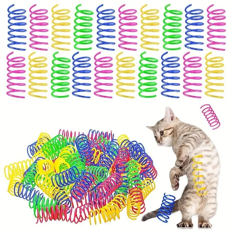 Colorful Cat Spring Toy, 20pcs/set Interactive Cat Spiral Toy, Plastic ...