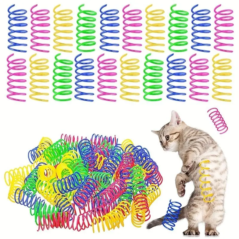 Colorful Cat Spring Toy, 20pcs/set Interactive Cat Spiral Toy, Plastic Springs Coil For Kitten Hunting, Swatting, Biting