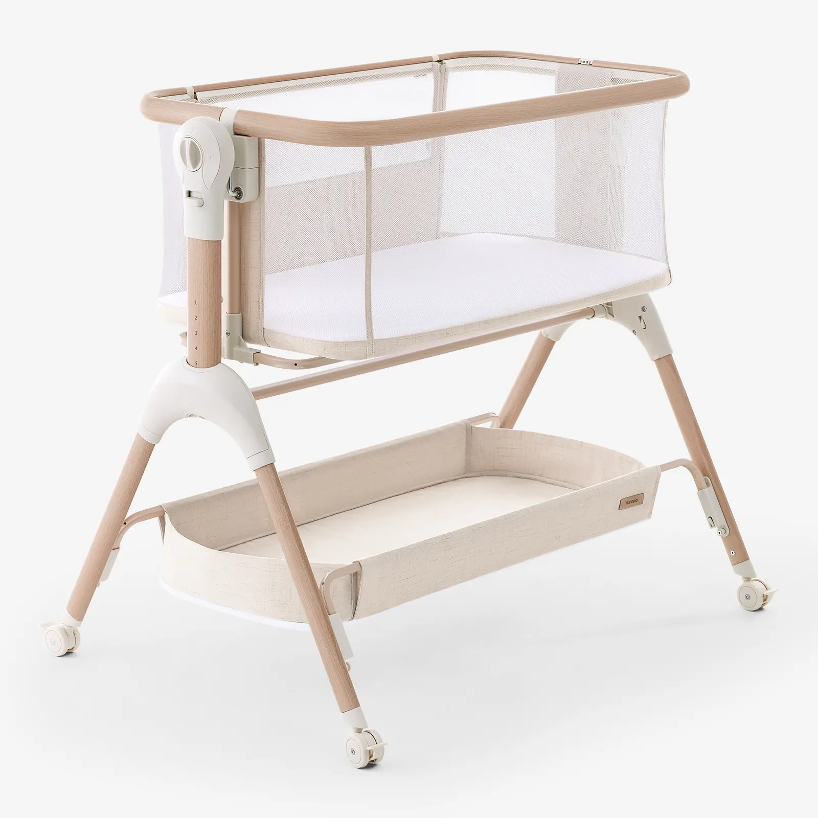 HARPPA Cuddly Signature 3-in-1 Rocking Baby Bassinet - Bedside Sleeper with Mattress & Cover (No Sheet), Cradles, Breathable Mesh, 5 Height Adjustable, Large Storage,summerwins