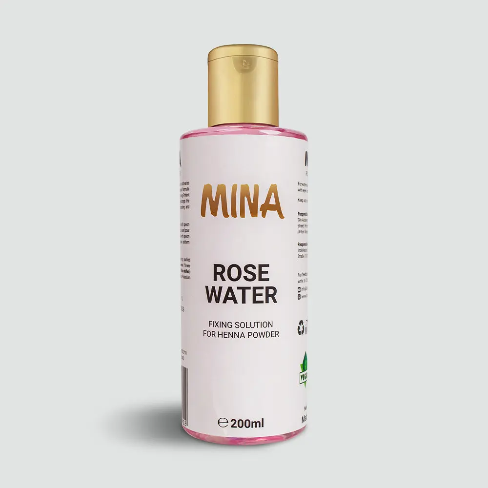 Mina Rose Water Facial Toner And Eyebrow Henna Tint Fixing Solution 200ml