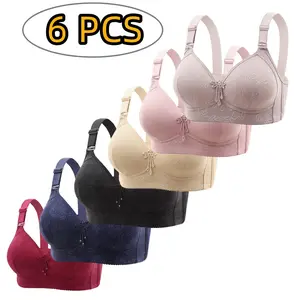 6pcs/Lot Women's Push Up Bra Large Size Full-Coverage Thin Cup Comfort Support Non-Magnetic Design Soft Breathable Daily Wear Lingerie Ideal for Mom & Everyday Underwear -RR