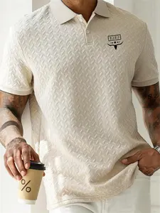 Men's Regular Fit Denim-pattern Golf Polo Shirt, Casual Short Sleeve Collared Top for Summer, Fashion Men's Clothes for Daily Wear, Gamis