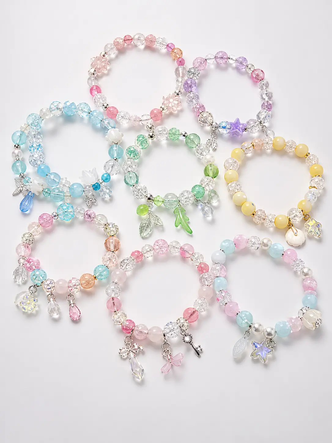 Handmade Crystal Stretch Bracelet Mystery Bundle | Random Cute Charm Bracelets | Gift for Women & Girls