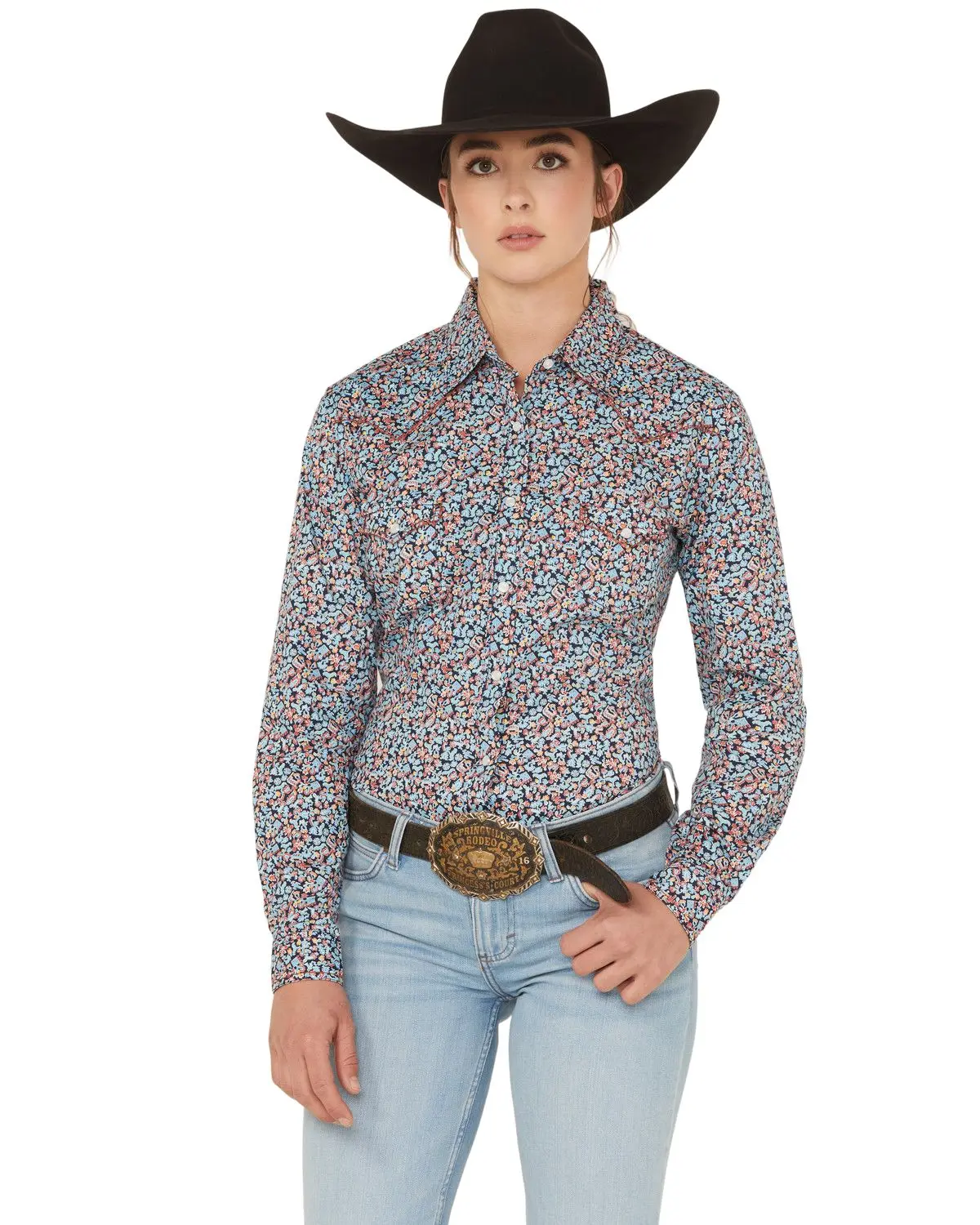 Panhandle Women's Women'S Printed Long Sleeve Pearl Snap Stretch Western - Rwn2v05677