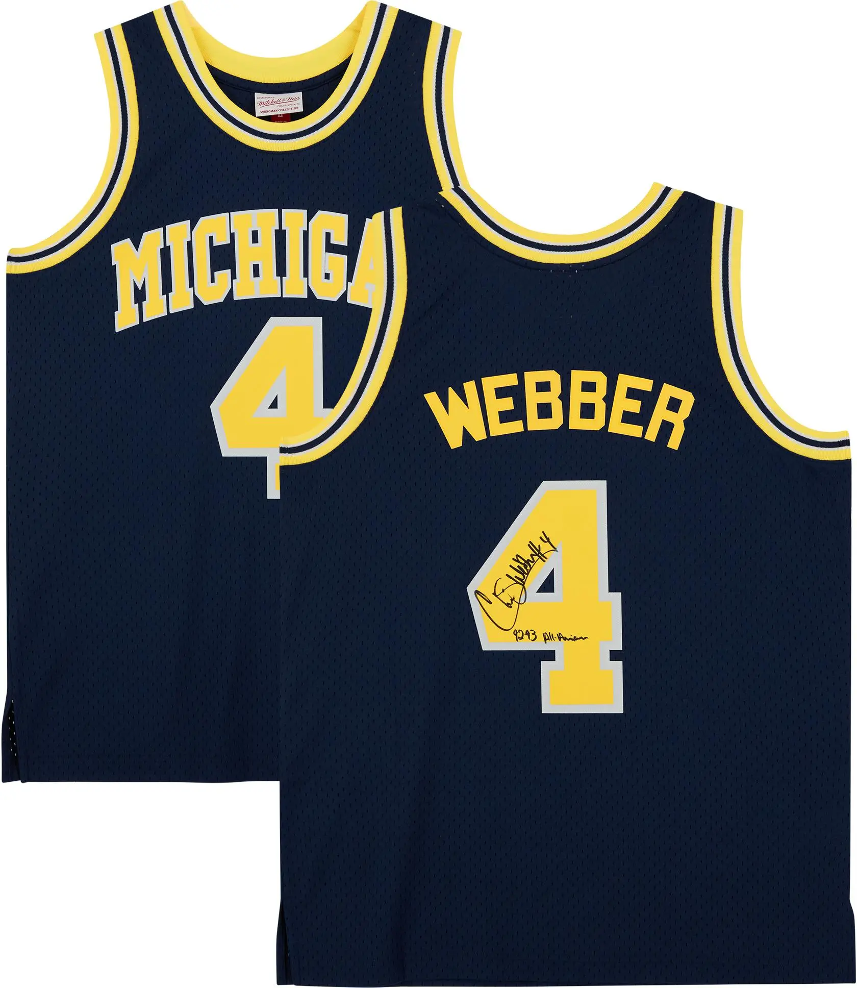 Chris Webber Michigan Wolverines Autographed Navy 1991 Mitchell & Ness Swingman Jersey with "92-93 All-American" Inscription - Fanatics Authentic Certified