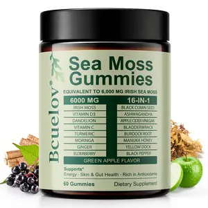 Bcuelov 16-in-1 Sea Moss Health Supplement,Support Skin and Gut Health,Reduces oxidation,60 Gummies