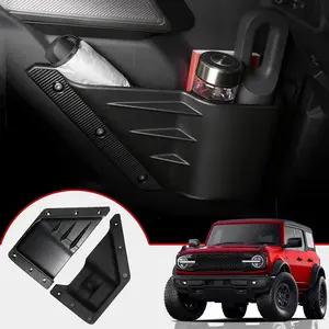 Ford Bronco Front Door Storage Pockets 2026 2021-2025 Side Door Organizer Box with Cup Holder 2PCS Set for 2/4-Door Models Car Armrest Box