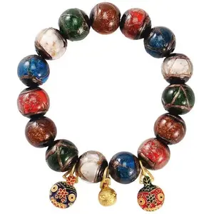 Temple incense ash bracelet, multicolored bracelet, meaningful crystal bracelet, Feng Shui Chinese style bracelet