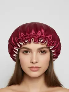 Solid Color Double Layer Sleep Bonnet, Soft Comfortable Sleep Hat for Women, Breathable Satin Bonnet for Sleeping, Hair Protection Cap for Women, Adjustable Satin Bonnet