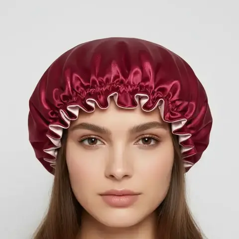 Solid Color Double Layer Sleep Bonnet, Soft Comfortable Sleep Hat for Women, Breathable Satin Bonnet for Sleeping, Hair Protection Cap for Women, Sleep Caps