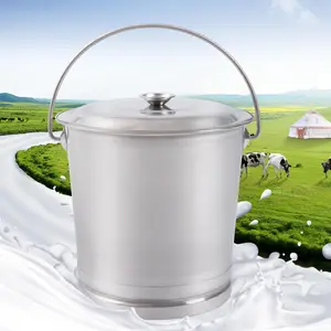 2.1Gal Stainless Steel Bucket with Lid and Handle,Stainless Steel Multipurpose Bucket w/Raised Bottom,Round Metal Compost Ice Bucket Water Milk Pail Bucket Silver Kitchen Garbage Can Kitchen Trash Can