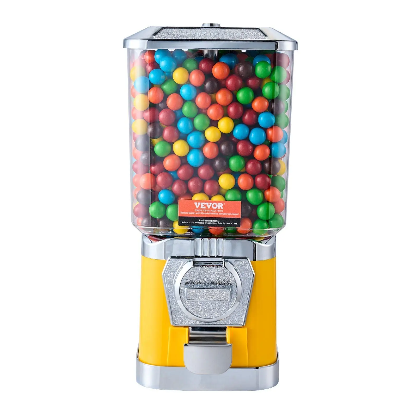 Gumball Vending Machine Vintage Coin Bank Candy Dispenser 17 inches Tall - Yellow