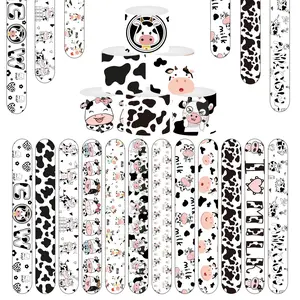 12pcs Cow Theme Party Favor Set, Cow Print Slap Bracelets & Cute Cow Themed Party Decoration Supplies for Children, Ideal for Parties & Events