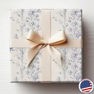 Vintage Chinoiserie Wrapping Paper With Oriental Bird, Dainty Blue Chinoiserie Gift Wrap, French Provincial Wrapping Paper, Blue and White