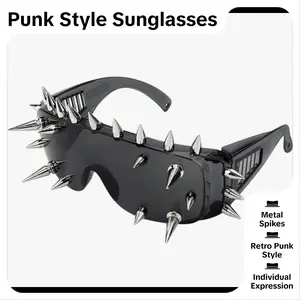 Punk Style Sunglasses with Metal Spikes - Retro 80s & 90s Design - Perfect for Punk Rock Gothic Looks - Ideal for Parties Cosplay Festivals Daily Streetwear
