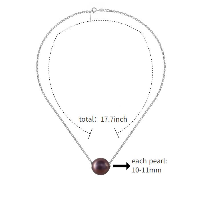 【Live】PEARLISM Lulutong Necklace Freshwater Edison Pearl Necklace jewelry.Round shape.White and purplr.High-end and elegant style.Perfect for everyday wear,weddings,parties.Thanksgiving and Christmas gift for her(10-11mm) (Free S925 Chain)-AFEP001