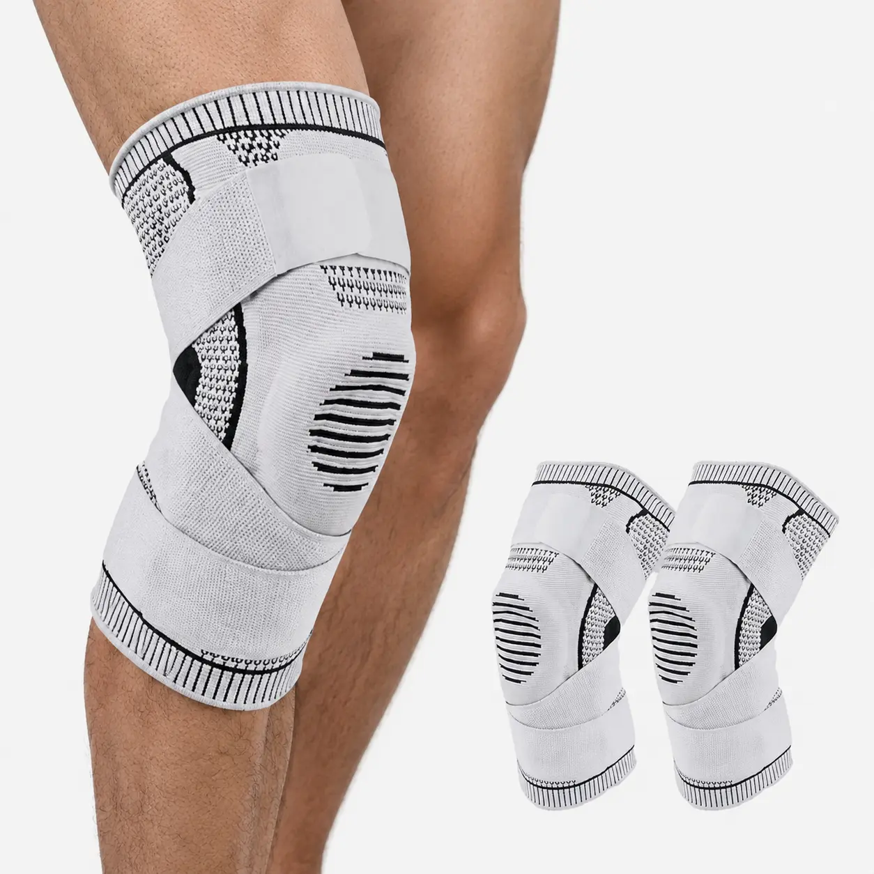 2-Pack Compression Knee Braces, Men & Women Knee Support Sleeves for Running, Fitness, Basketball