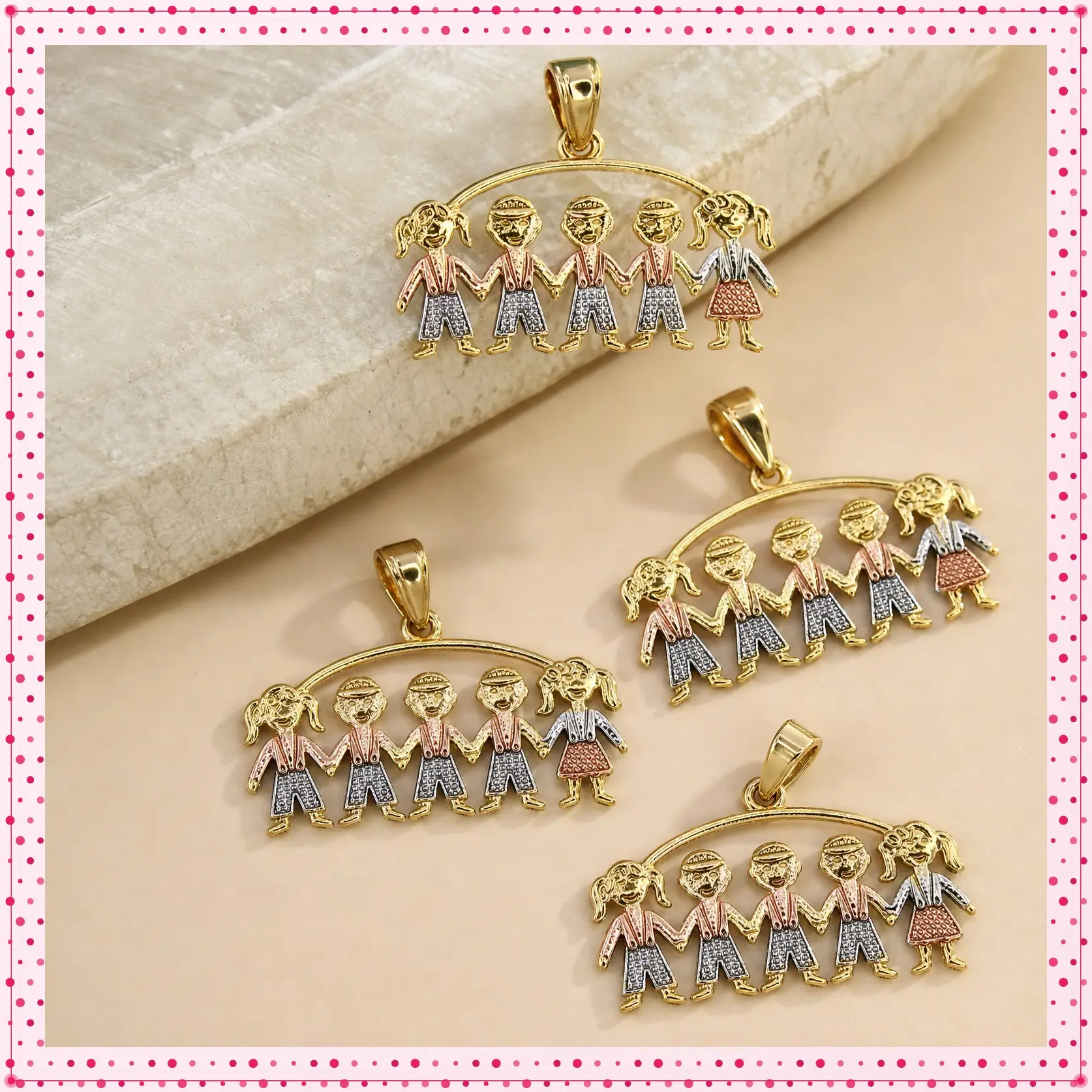 Tricolor Boys and Girls Pendant - Design Variety 1-5, Colorful Charm, Chain Not Included, Selection of Tricolor Pendants for Boys and Girls