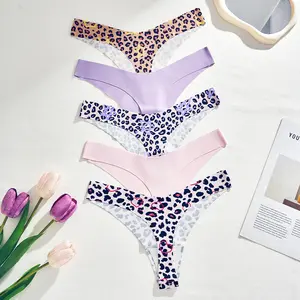 Printed seamless one-piece panties — low-rise thong with high elastic waistband, comfortable — 5-pack Bridal