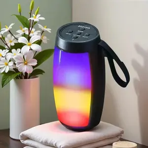 Wireless Bluetooth Speaker with LED Lights, 3D Surround Sound, Full-Range Audio, Portable Subwoofer, TF Card & U Disk Playback, Bluetooth 5.0, 3W Output Power Plastic Cable Charging Device Durable S12 Black  Valentine’s Day gift