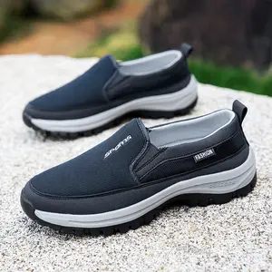 Men's Lightweight Breathable Slip-On Walking Shoes with EVA Sole & Cushioned Comfort - All-Season Indoor/Outdoor Sneakers for Running, Hiking, Casual Wear - Solid Color Design, Lace-Up Closure,