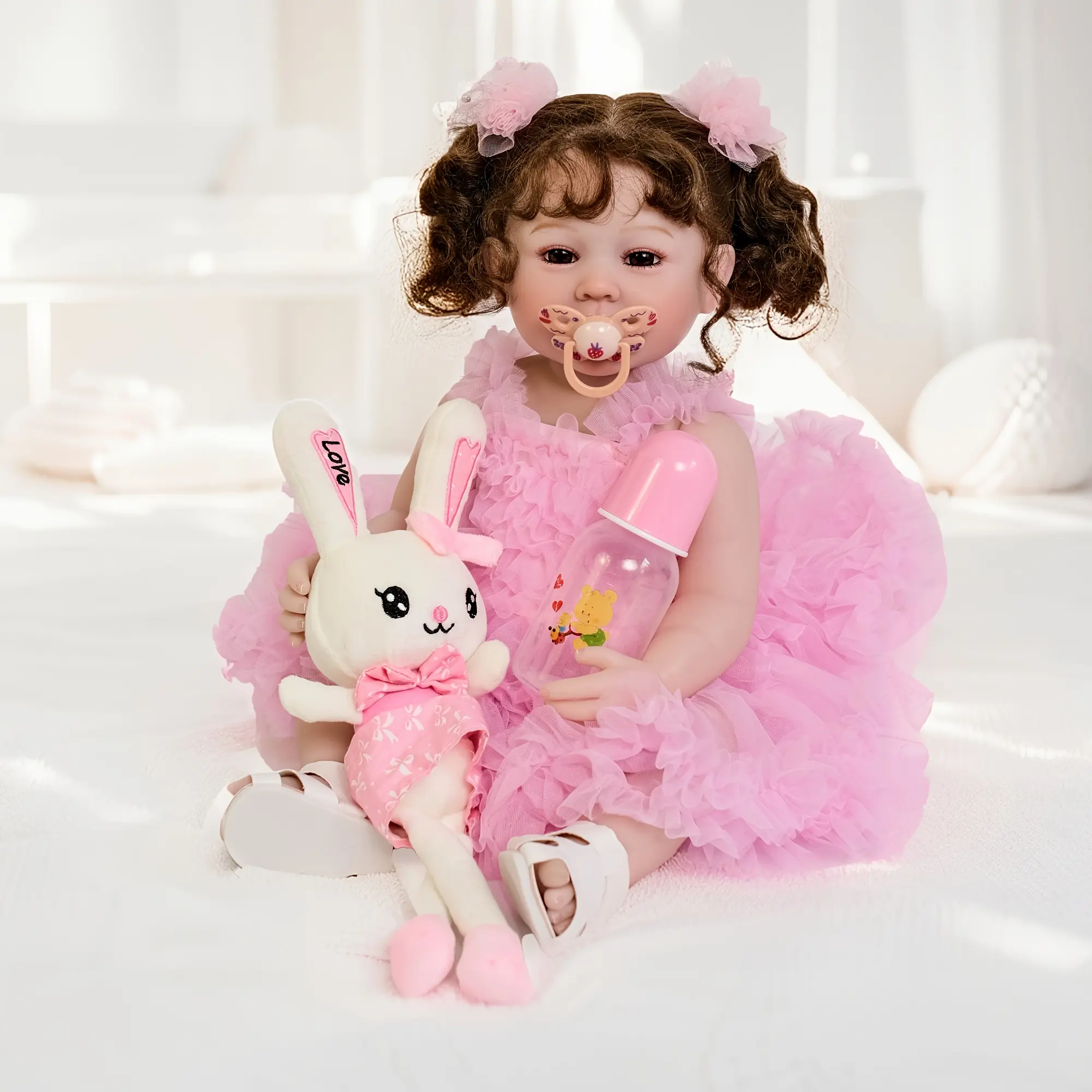 Real Look  22inch 55cm Reborn Baby Dolls Girl Full Body Vinyl  Real Life Newborn Baby Dolls Lifelike Baby Girl Doll Toy Gift for Ages 3+