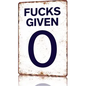 0 Fucks Given Vintage Metal Aluminum Sign 12x8 Inch Rust Proof Distressed Finish for Man Cave Garage Bar Bedroom Home Decor bedroom decor gifts for boyfriend wall decor