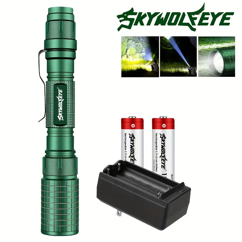 Super Bright Flashlights Replaceable Battery, Bright Flashlight High Lumen With Pocket Clip, Zoomable Torch With Adjustable Brightness, Handheld Rechargeable Flashlight For Home Outdoor Fishing, Hunting, Cycling, Camping Accessories For Veh