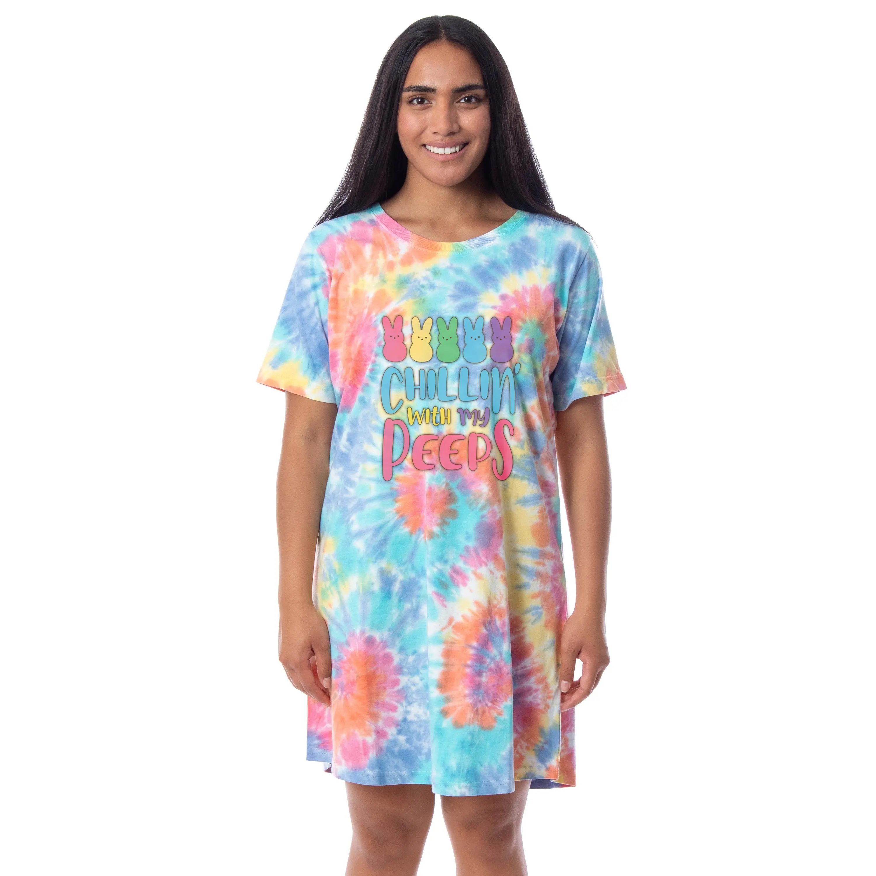 Easter Peeps Women's Chillin' Marshmallow Candy Tie Dye Nightgown Pajama