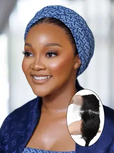 Full Lace Half Wigs Natural Hairline 10 Inch Human Hair 13x4 HD Lace Hairpieces for Gele Turban, Ear to Ear Lace Front Hairpieces with Braids and Elastic Band