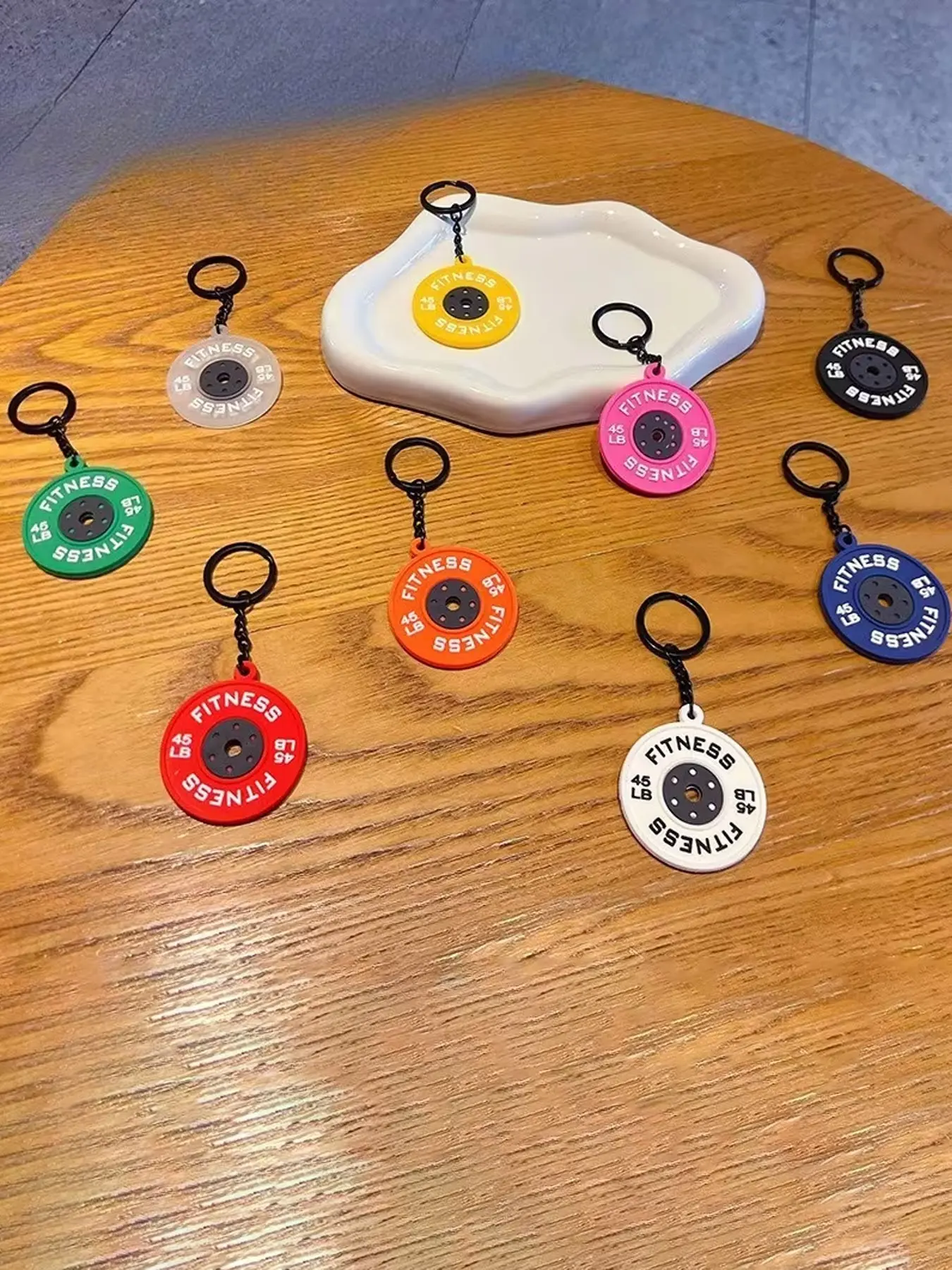 Fitness Themed Barbell Keychains, Sports Accessories, Bag Decoration Pendants, Bag Charms, Sports And Fitness Party Gifts, Couple Bag Accessories, And Accessories For Fitness Enthusiasts